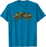 Pig Humor Co. Camo Pig Funny Camouflage Pattern Pig Army Military Colours T-Shirt - Sapphire Blue