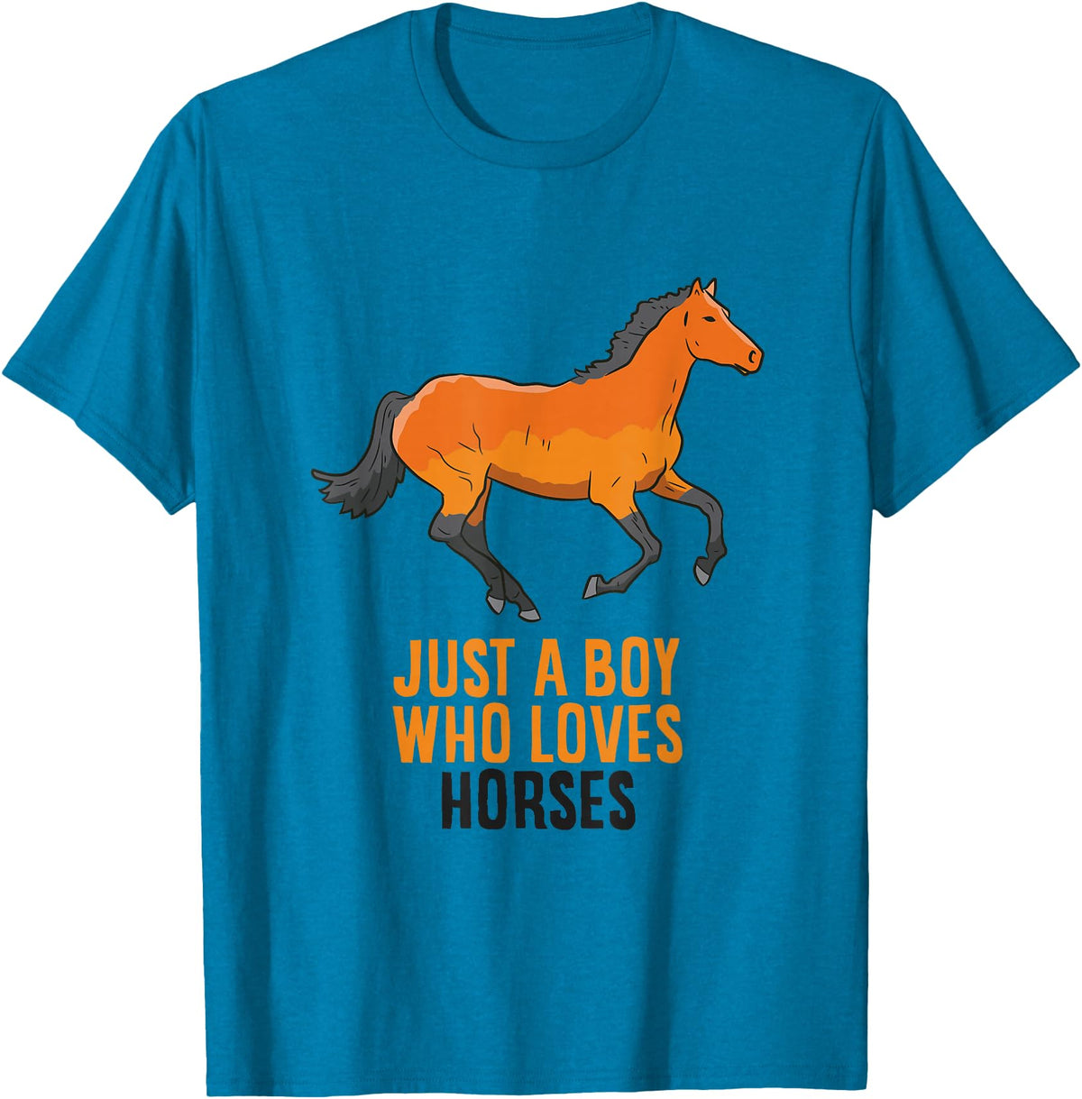 Cool Horse Riding Tees Horse Boy Just A Boy Who Loves Horses Horseback Riding T-Shirt - Sapphire Blue