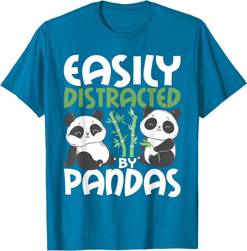 Panda Lover Shirts Easily Distracted By Pandas - Cute Kawaii Panda Bear T-Shirt - Sapphire Blue