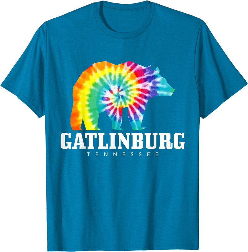 Gatlinburg Tennessee - Bear Tie Dye Gatlinburg Tennessee Bear Tie Dye Vintage Retro T-Shirt - Sapphire Blue