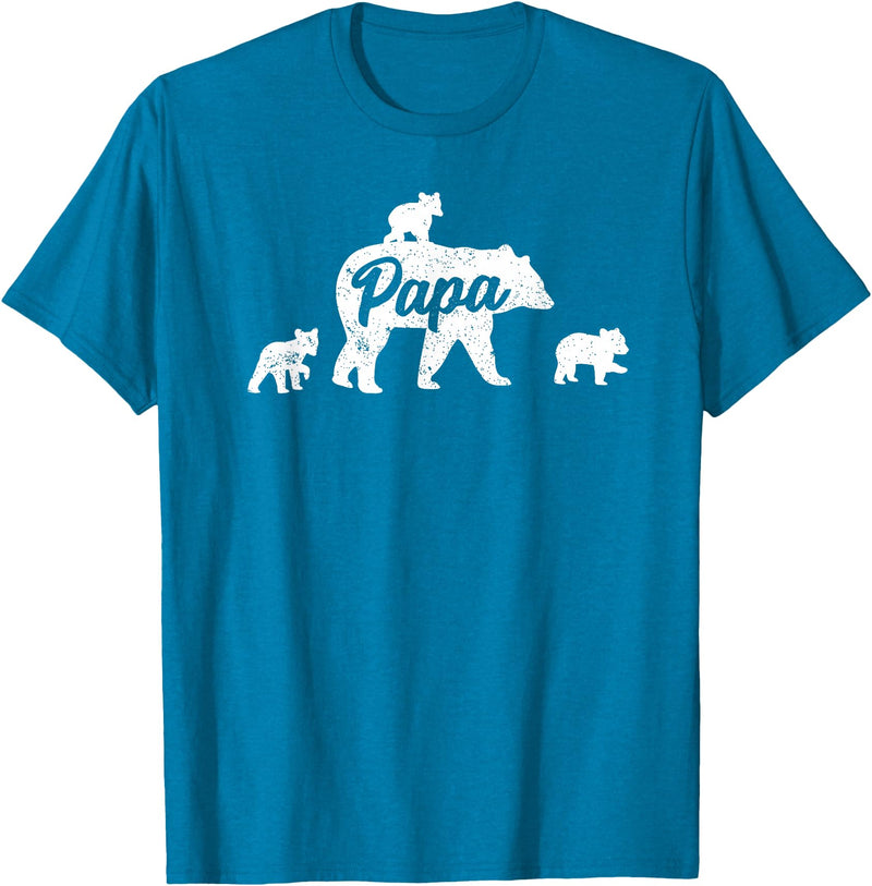 Matching Bear Family Shirt Apparel Vintage Papa Bear 3 Cubs Father's Day T-Shirt - Sapphire Blue