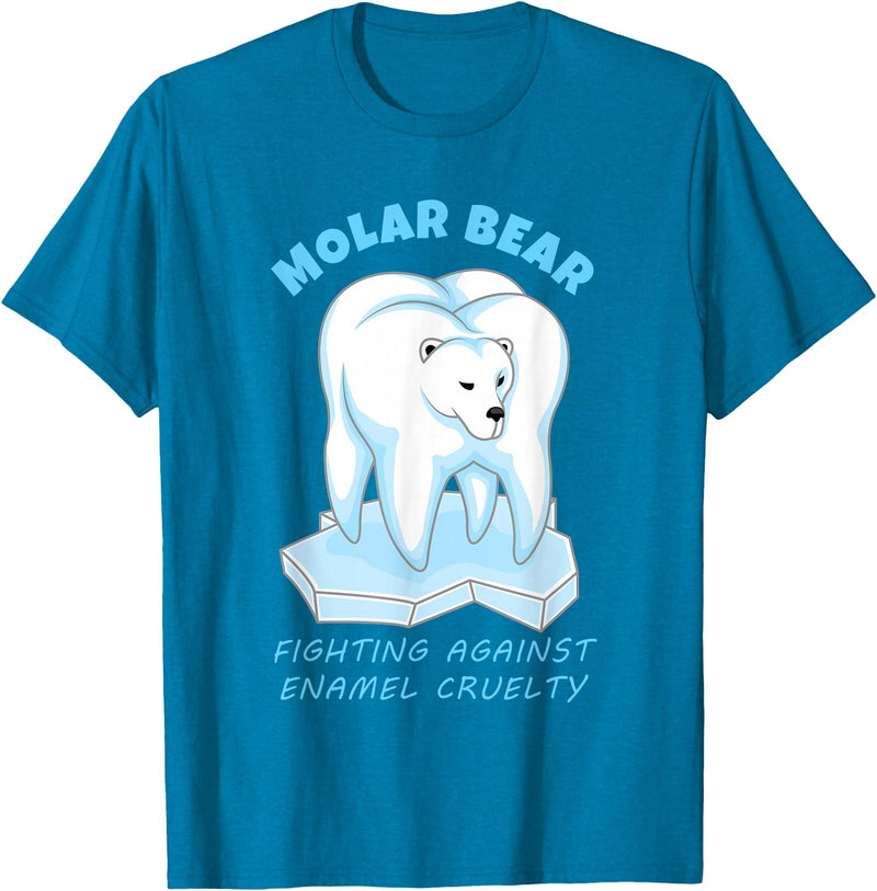 Polar Bear Tooth Tees Molar Bear - Funny Dental Polar Bear Pun T-Shirt T-Shirt - Sapphire Blue