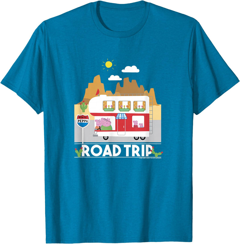 Peppa Pig Visits America Road Trip V2 T-Shirt - Sapphire Blue