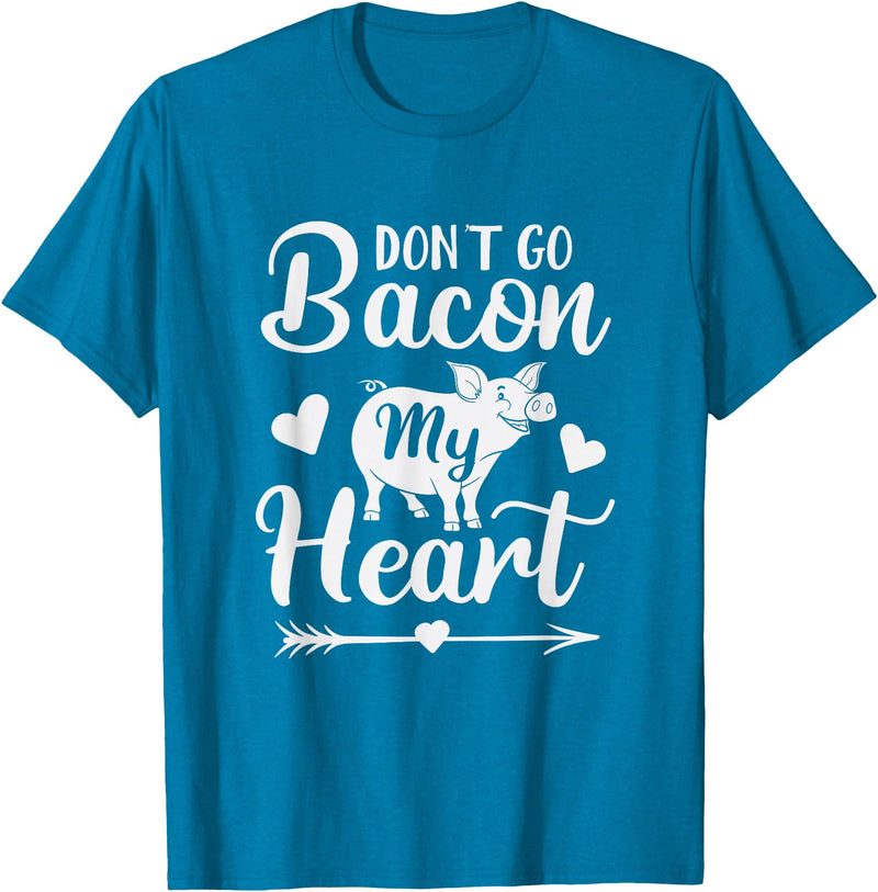 Pig Valentine Designs Don't Go Bacon My Heart Funny Valentine's Day Pig Lover T-Shirt - Sapphire Blue