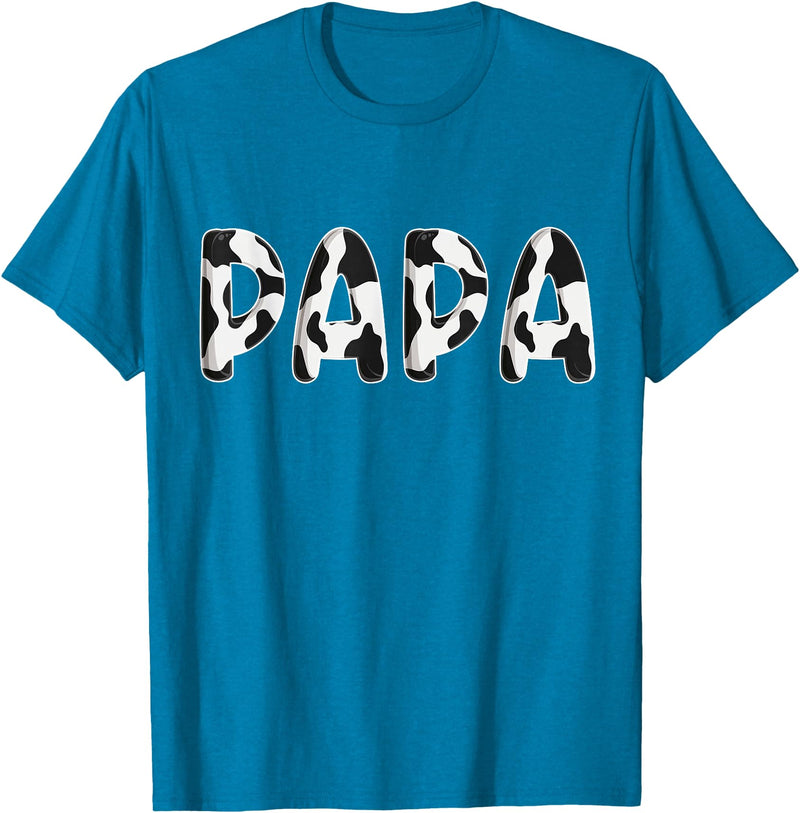 Cow Pattern Print Family Matching Birthday Shirts Cow Papa Birthday Family Matching Fathers Day Boy Girl Farm T-Shirt -