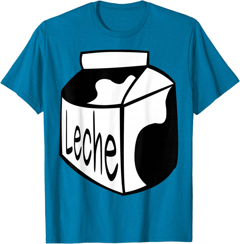 Clever Witty Milk Designs Leche Spanish Milk Carton Dairy Lover T-Shirt - Sapphire Blue