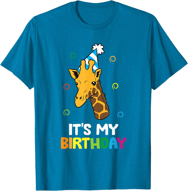 Giraffe Lover Gifts And Tees Giraffe Birthday It's My Birthday Funny Giraffe T-Shirt - Sapphire Blue