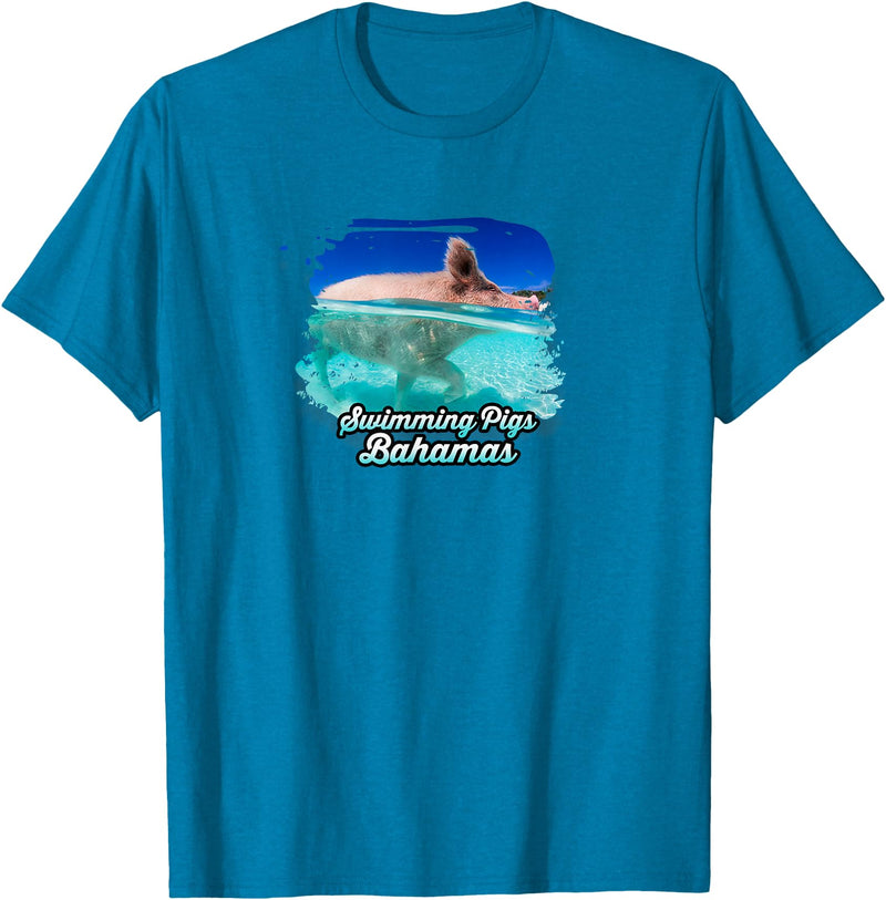 Swimming Pigs of Bahama Beach Swimming Pigs - Bahamas T-Shirt - Sapphire Blue