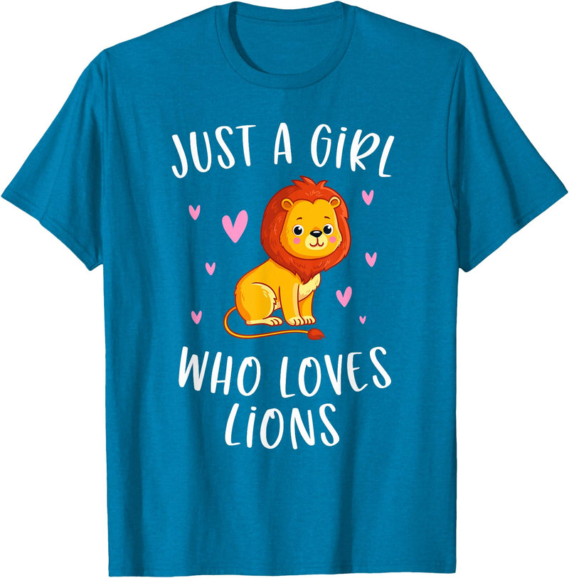 Gifts For Lion Lovers Girls Just A Girl Who Loves Lions Cute Lion Lover T-Shirt - Sapphire Blue