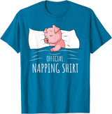 Funny Pig Lover & Owner Gift Ideas Sleeping Pig Lover Swine Official Napping T-Shirt - Sapphire Blue