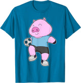 Snabdesign84 Pig Soccer player Soccer Sports T-Shirt - Sapphire Blue