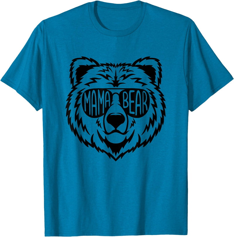 Funny Mothers Mama Bear Face Mama Bear Face Sunglasses Mother Mom Mommy T-Shirt - Sapphire Blue