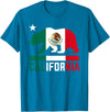 Mexican American US Apparel Co California Bear Mexican Flag State T-Shirt - Sapphire Blue