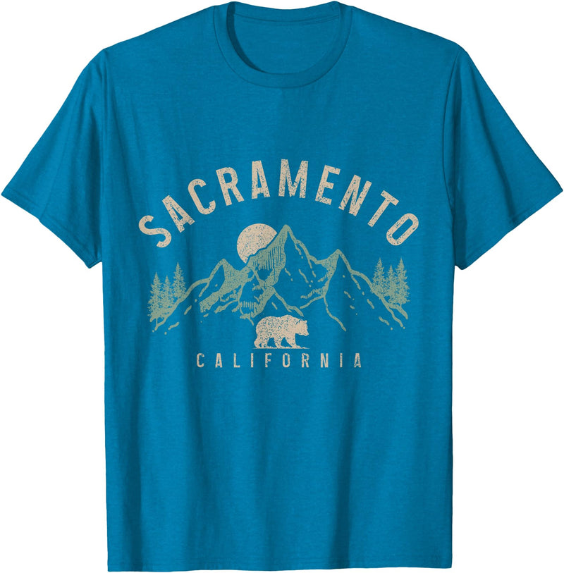 We Love Sacramento California Sacramento California Mountains Bear Nature Lover Vintage T-Shirt - Sapphire Blue