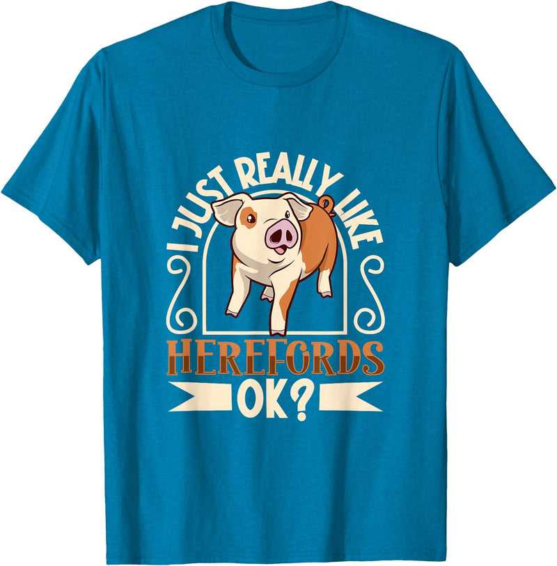 Creative Hereford Pig Designs I Love My Hereford Pig T-Shirt - Sapphire Blue