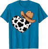 Magical and Funny Western Gifts Western Cow Print Heart Cowboy Cowgirl T-Shirt - Sapphire Blue