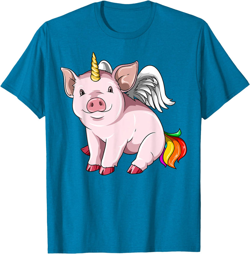 UnicornBreak Co. Piggycorn Pig Unicorn Pig Lovers T-Shirt - Sapphire Blue