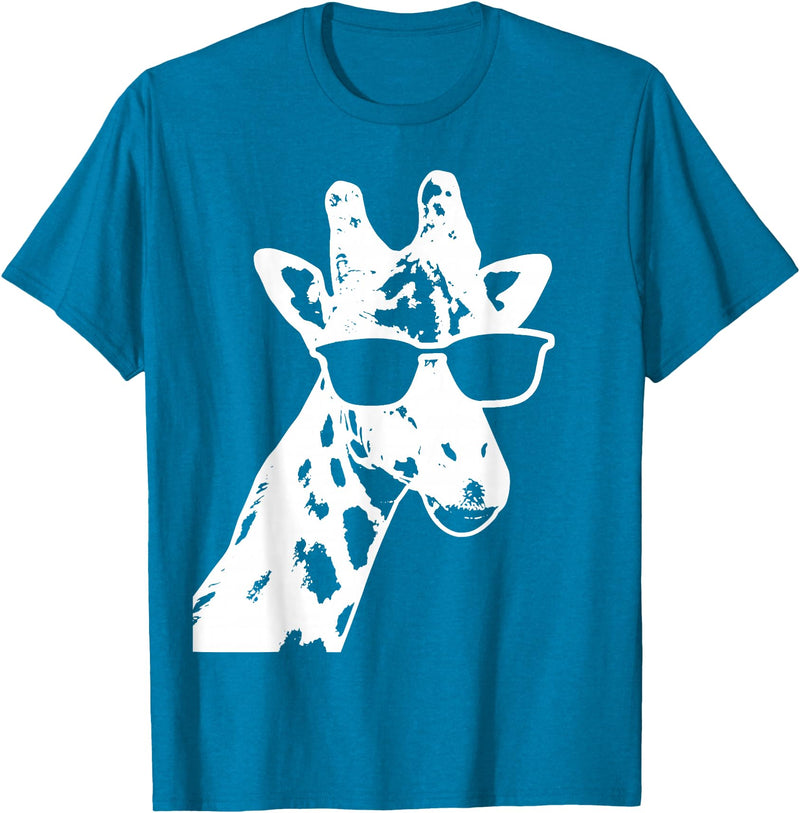 We Love Giraffes - Apparel & Gifts Giraffe with Sunglasses Funny Gift T-Shirt - Sapphire Blue