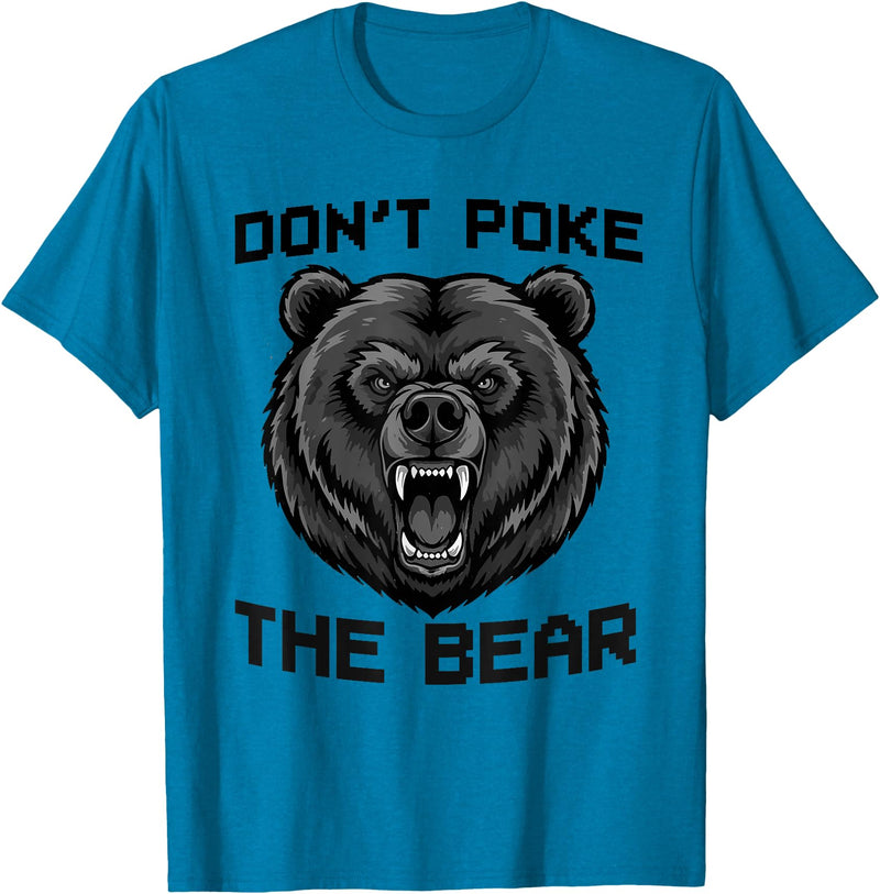Vintage Wild Bear Attitude Graphic Tees Don’t Poke The Bear California Republic Grizzly Spirit T-Shirt - Sapphire Blue