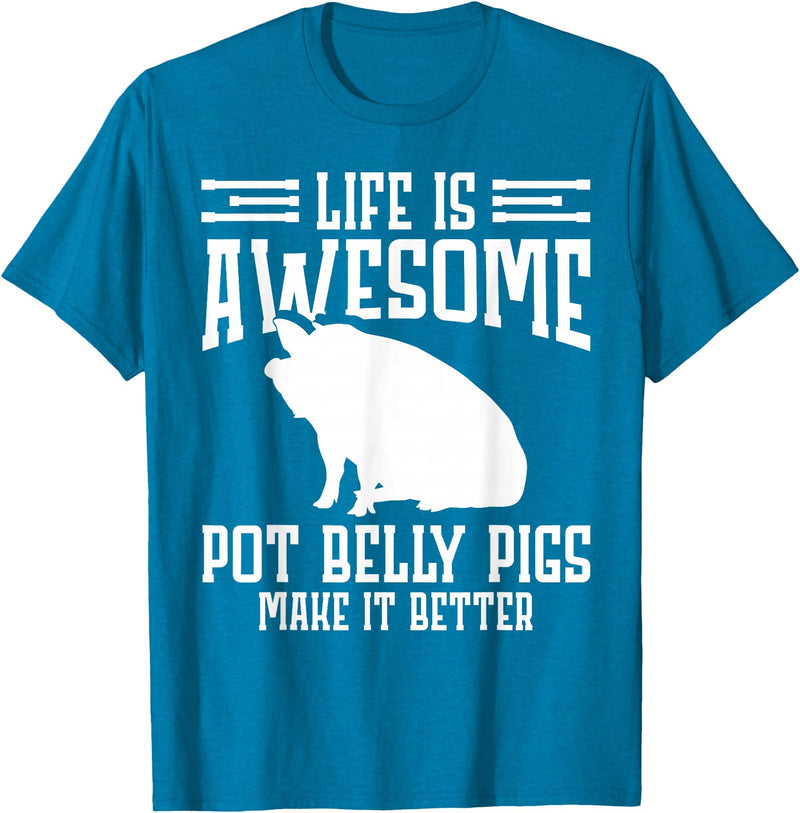 Pot Belly Pig Clothing & Pig Stuffed Animal Pot Belly Pig Enrichment Toys Pig Food Pot Belly Pig Lover T-Shirt - Sapphire Blue