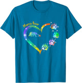 "Mama Bear" Rainbow Heart Paw Print T-Shirt