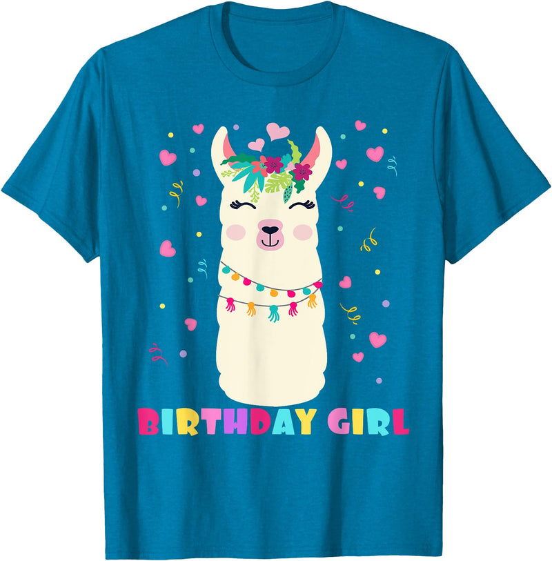 Llamazing Birthday Party Outfit Llama Lovers Birthday Girl Cute Llama Alpaca Kids Llamazing T-Shirt - Sapphire Blue