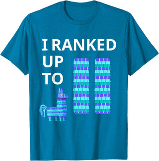 I Ranked Up To 11 Birthday Video Game Llama Piñata Birthday T-Shirt - Sapphire Blue