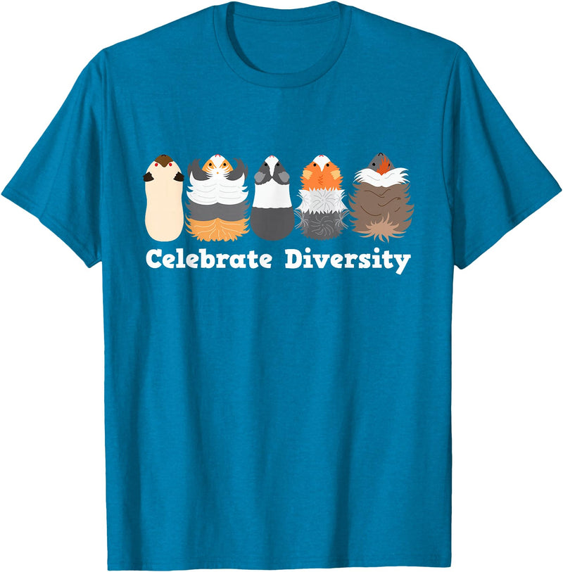 Celebrate Diversity Funny Cute Stuffs for Guinea Pig Lovers T-Shirt - Sapphire Blue