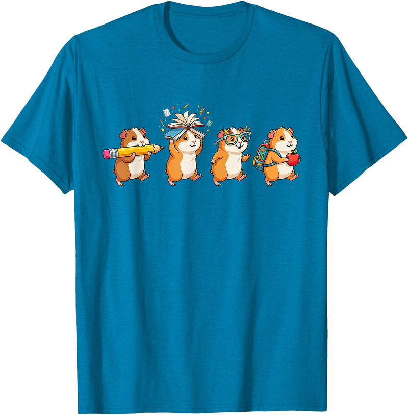 Cute Guinea Pig Lovers First Day of School Costume Funny Guinea Pig Back to School Teacher Student T-Shirt - Sapphire Blue