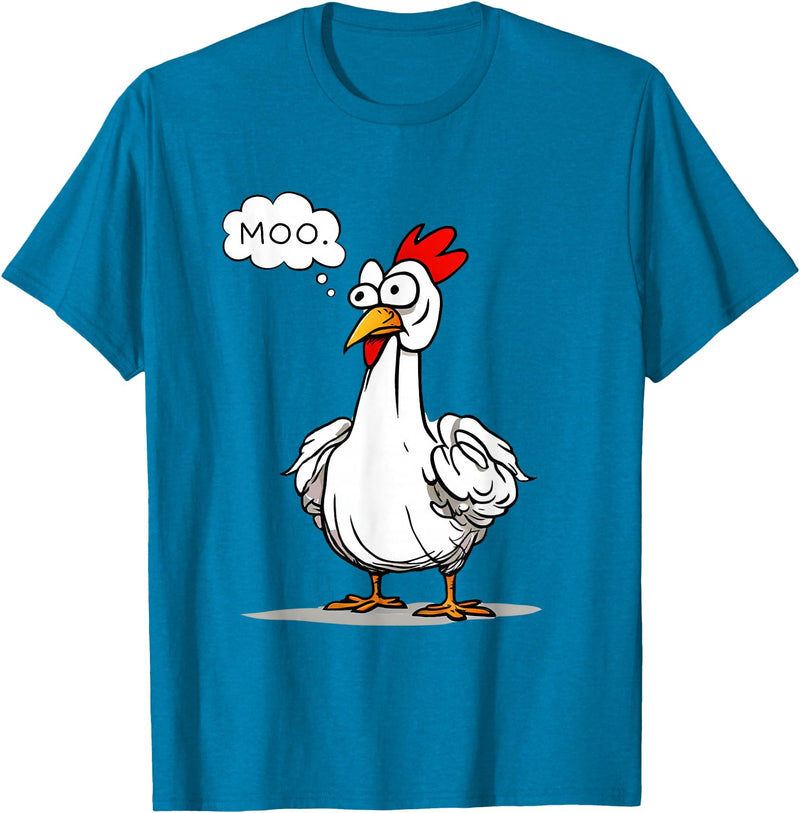 funny farm animal chicken cow fans apparel MOO moo chicken shirt funny silly chick says moo cow sound T-Shirt - Sapphire Blue