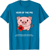 Cute Chinese Zodiac Lunar New Year Tees Year of The Pig Chinese Zodiac Lunar New Year T-Shirt - Sapphire Blue