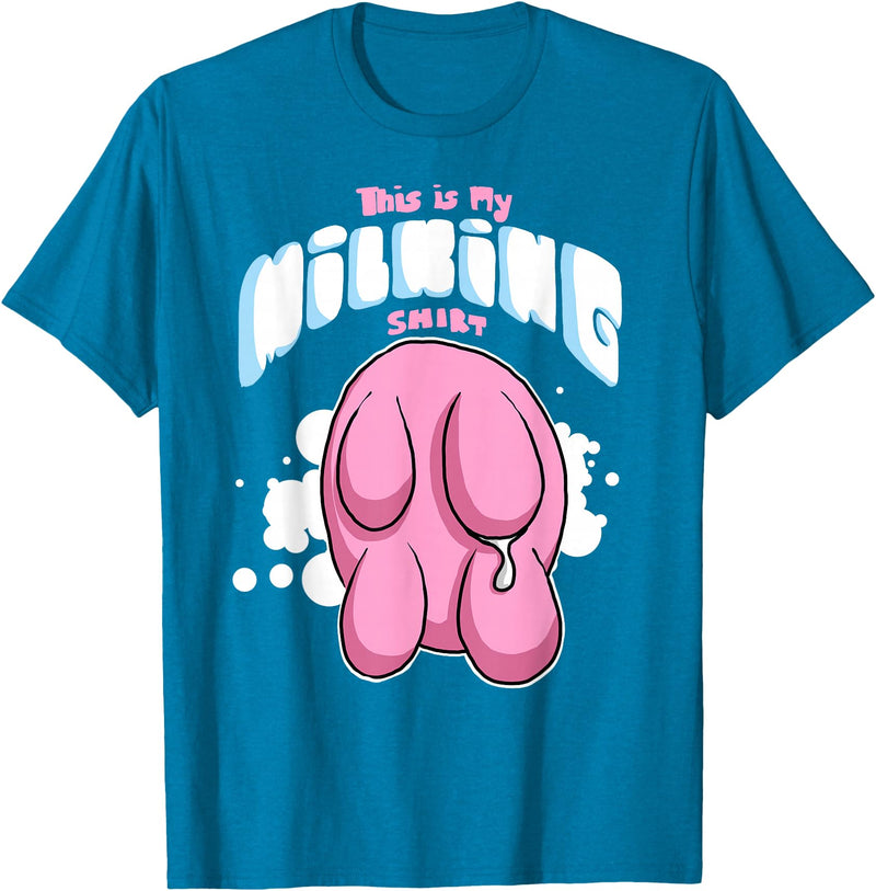 Eliaac Funny Dairy Farmers Milking Cows Womens This is My Milking Top Dairy Farming Cows Udders T-Shirt - Sapphire Blue