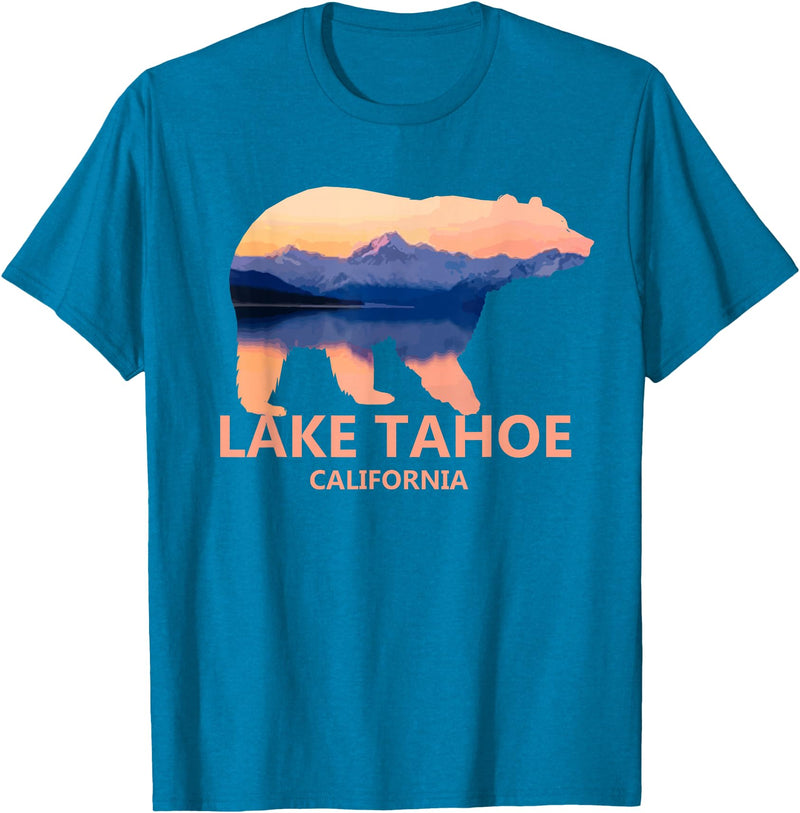 Lake Tahoe California - Apparel & Gifts Lake Tahoe California Grizzly Bear Souvenir Gift T-Shirt - Sapphire Blue