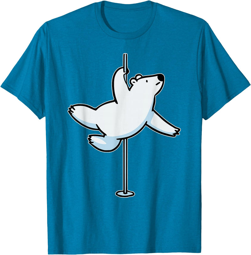 Fun Polar Bear Lover Humor Bear Dancer Stylish Tee Funny Polar Bear Pole Dancer Animal Cute Cool Dancing Joke T-Shirt - Sapphire Blue