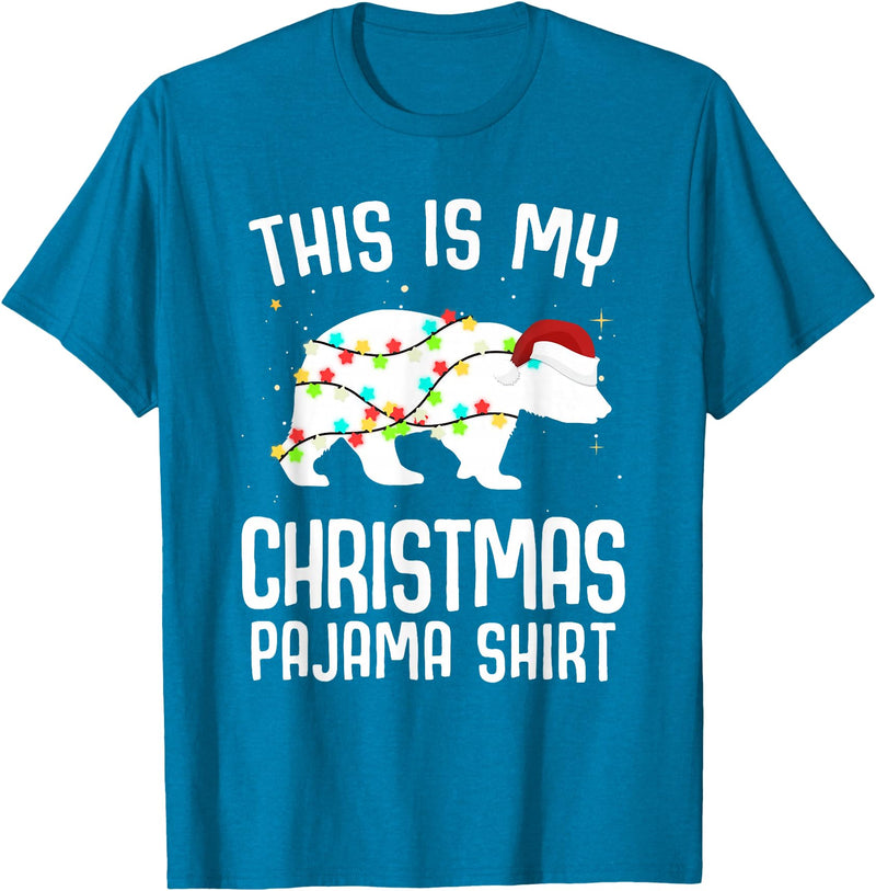 Funny Polar Bears Family Matching Wear Tees Polar Bear Christmas Pajama Santa Bear Lover T-Shirt - Sapphire Blue