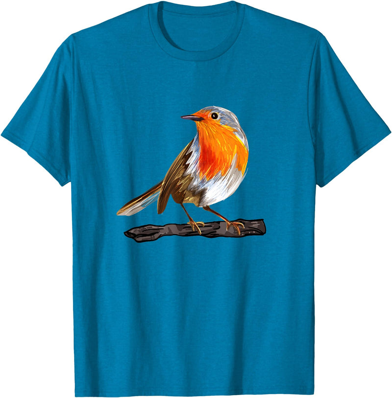 Robin Bird Ornithology Nerd Birding Watcher Robin Bird T-Shirt - Sapphire Blue