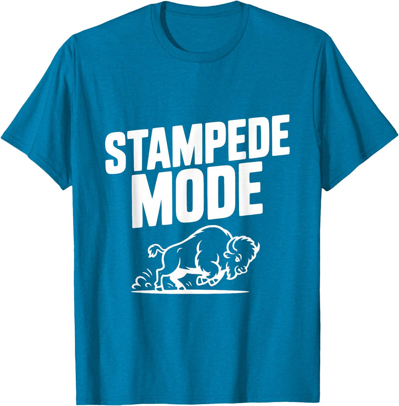 Fraxoweb Stampede Mode Buffalo for Animal Lovers T-Shirt - Sapphire Blue