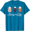Highland Cow Nurse Life Costume Cute Highland Cow Nurse Life Farm Animal Lover Nursing T-Shirt - Sapphire Blue