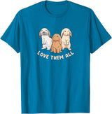 3 Cute Lop Bunnies Love Design for Bunny Owners T-Shirt in Sapphire Blue