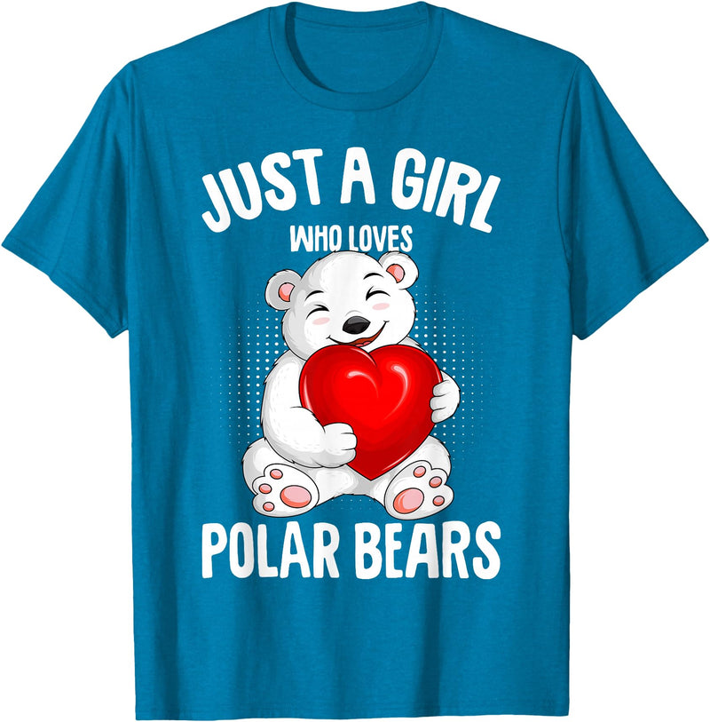 Funny Polar Bear Lover Apparel & Gift Ideas Polar Bear Just A Girl Who Loves Polar Bears Kids Girls T-Shirt - Sapphire Blue
