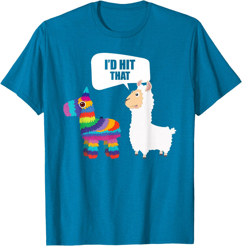 VepaDesigns Cinco De Mayo Shirt Mexican Gift Llama Id Hit That Pinata Mexican Funny Cinco de Mayo Gift T-Shirt - Sapphire Blue