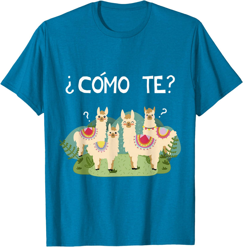 Spanish Shirt | Llama Tee | Funny Spanish Shirt Funny Spanish Tee, Como Te Llama, Llama Tshirt T-Shirt - Sapphire Blue
