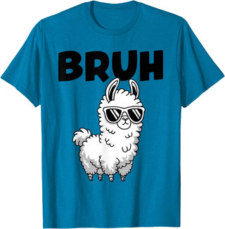 Bruh Llama Sunglasses by LazyPanda Bruh Llama Funny Alpaca Llama Boys Kids Girls Trendy Graphic T-Shirt - Sapphire Blue