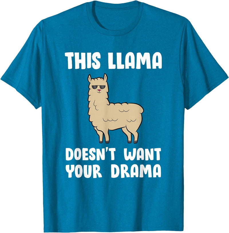 Funny Llama And Alpaca Gifts Funny Llama This Llama Mag No Drama Alpaca Llama T-Shirt - Sapphire Blue