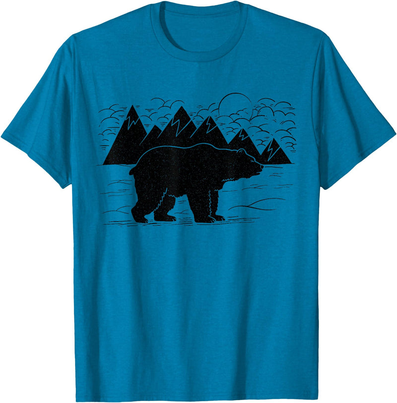Black Bear Wildlife Animal Wilderness Graphic T-Shirt - Sapphire Blue