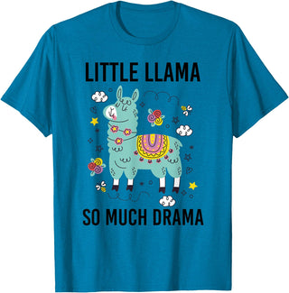 Llama Shirt Kids Boys Toddler Little Llama So Much Drama T-Shirt - Sapphire Blue