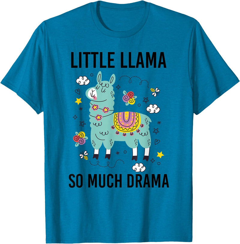 Llama Shirt Kids Boys Toddler Little Llama So Much Drama T-Shirt - Sapphire Blue