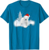 Happy Holiday Season Snow Gifts For Women Cute Christmas Polar Bear Red Santa Hat Lighted Tree Snow T-Shirt - Sapphire Blue