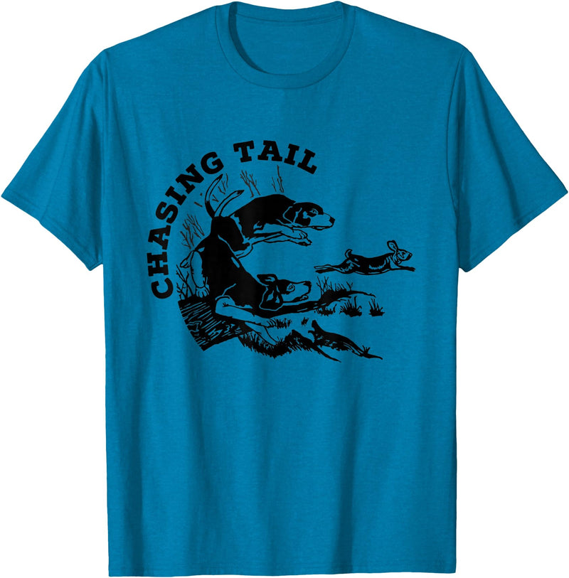 Rabbit Hunter - Beagles - Chasing Tail - Hunting Cottontail T-Shirt in Sapphire Blue