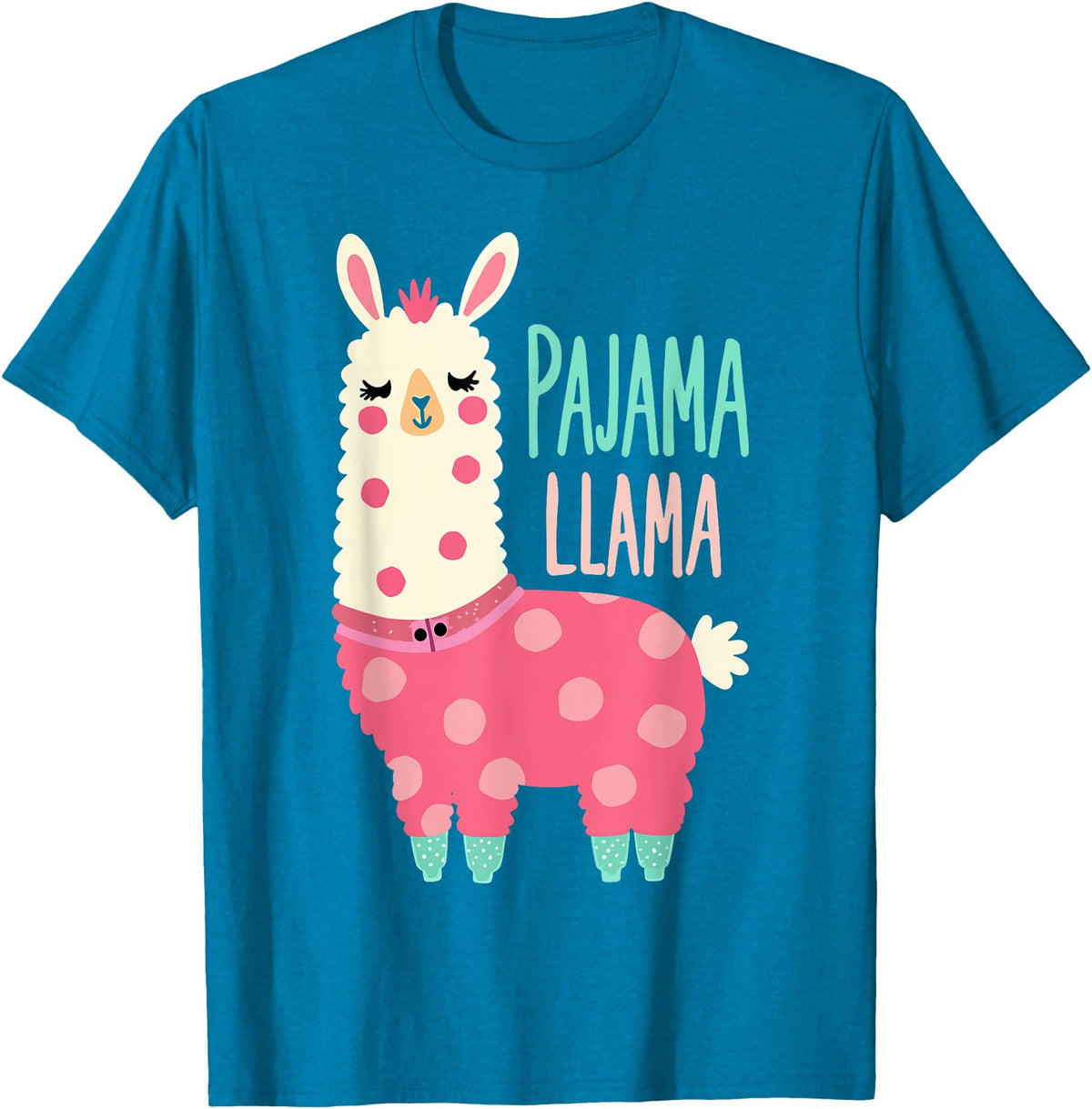 Two Suns Llama Design Lama Pajama T-Shirt - Sapphire Blue